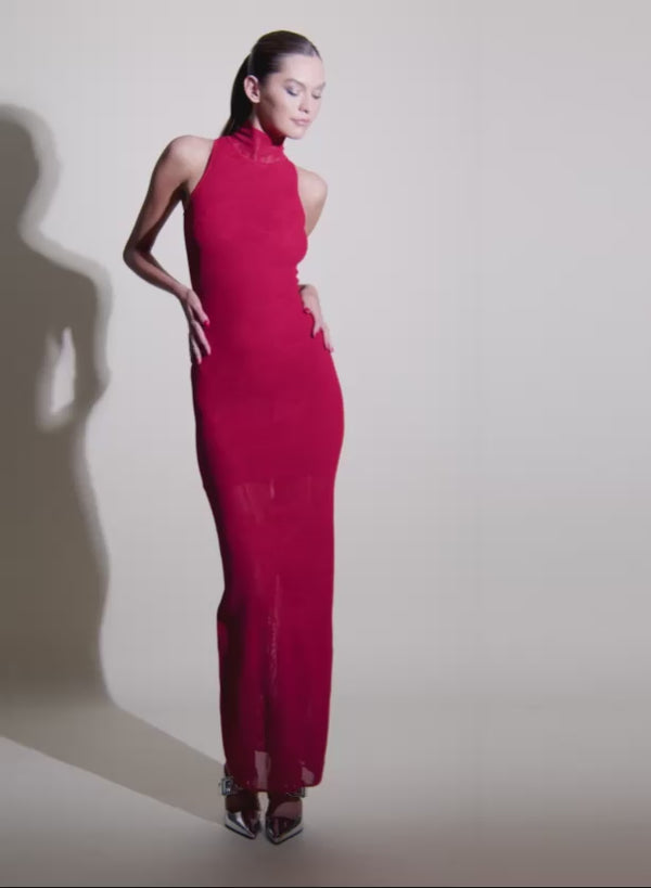 Ruby red - Lace Pointelle Racer Dress | Fleur du Mal - DEMO