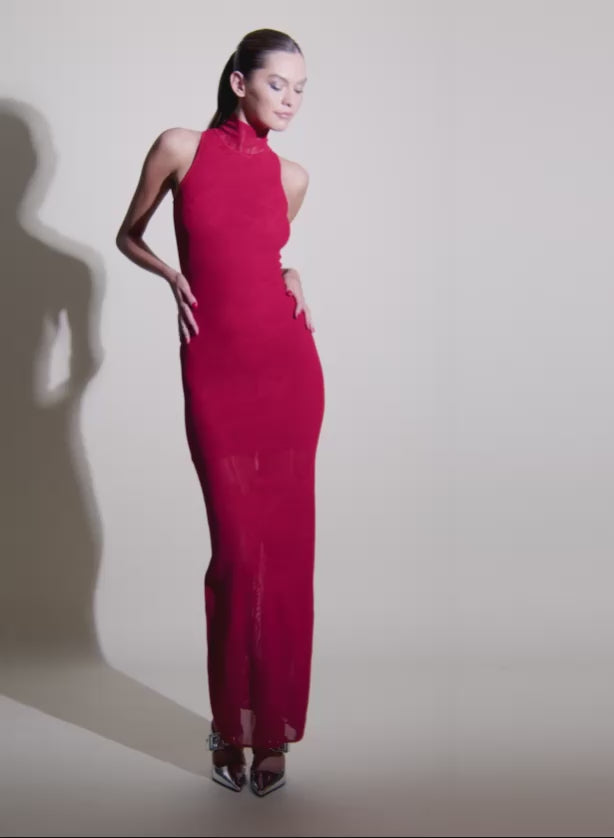 Ruby red - Lace Pointelle Racer Dress | Fleur du Mal - DEMO