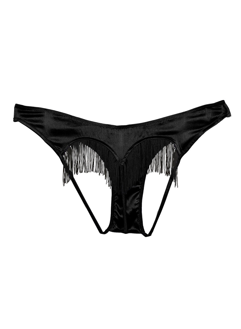 Black - Fringe Ouvert Heart Shaped Panty | Fleur du Mal - DEMO