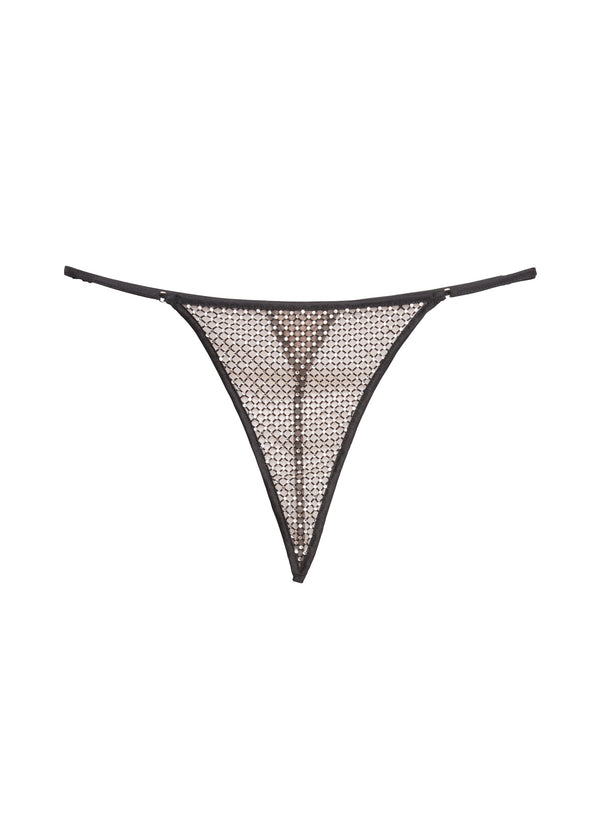 Black - Rhinestone Fishnet V-String | Fleur du Mal - DEMO