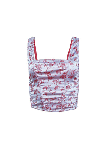 Blue mist - Rose Jacquard Corset Top | Fleur du Mal - DEMO
