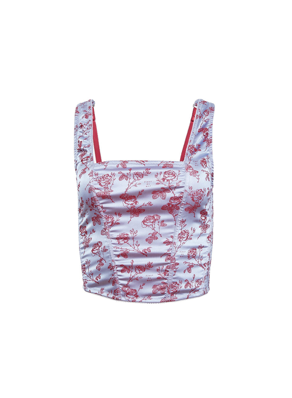 Blue mist - Rose Jacquard Corset Top | Fleur du Mal - DEMO