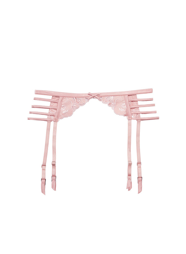 Rose pink - Rose Logo Embroidery Garter Belt | Fleur du Mal - DEMO