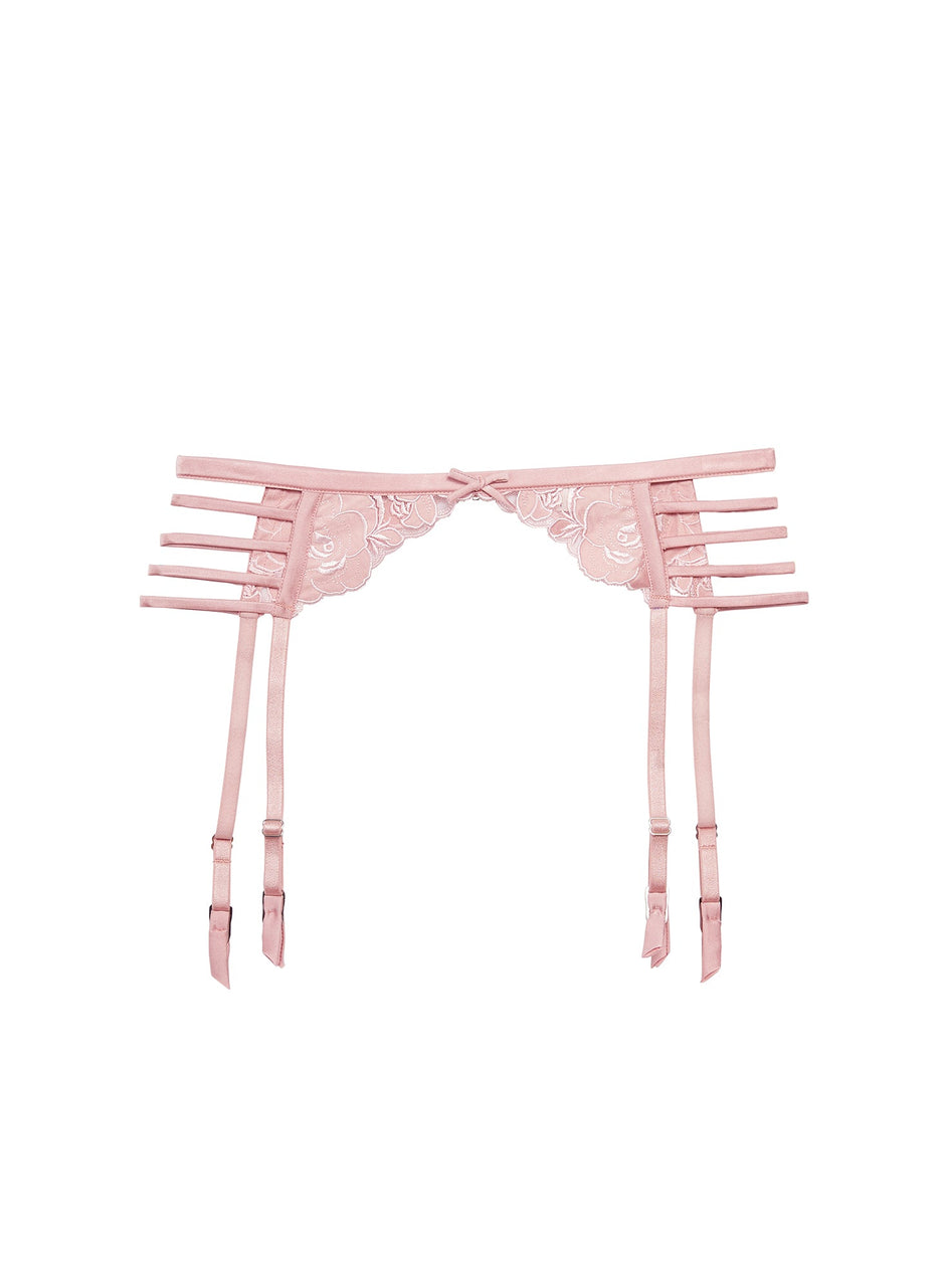 Rose pink - Rose Logo Embroidery Garter Belt | Fleur du Mal - DEMO