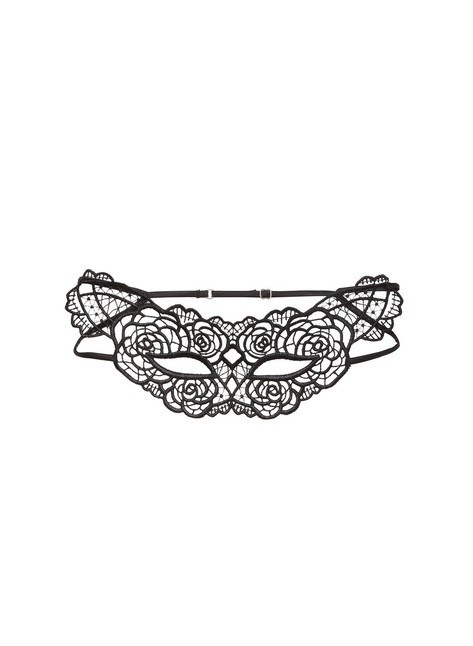 Black - Rose Guipure Eye Mask | Fleur du Mal - DEMO