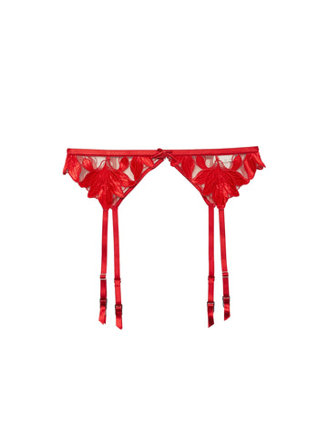 Rouge velvet - Lily Embroidery Garter Belt | Fleur du Mal - DEMO