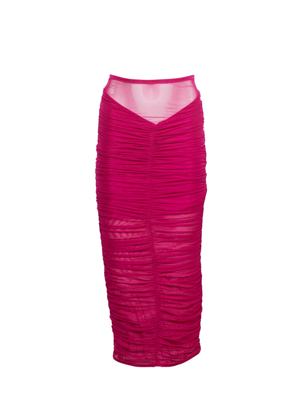 Magenta - Ruched Midi Skirt | Fleur du Mal - DEMO