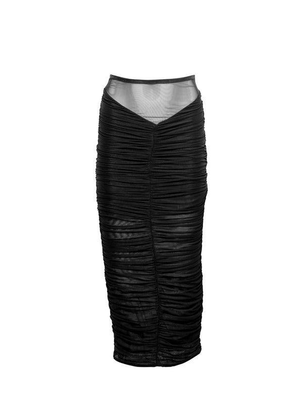 Black - Ruched Midi Skirt | Fleur du Mal - DEMO