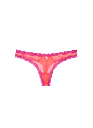 Neon coral - Sheer Tulle Thong | Fleur du Mal - DEMO