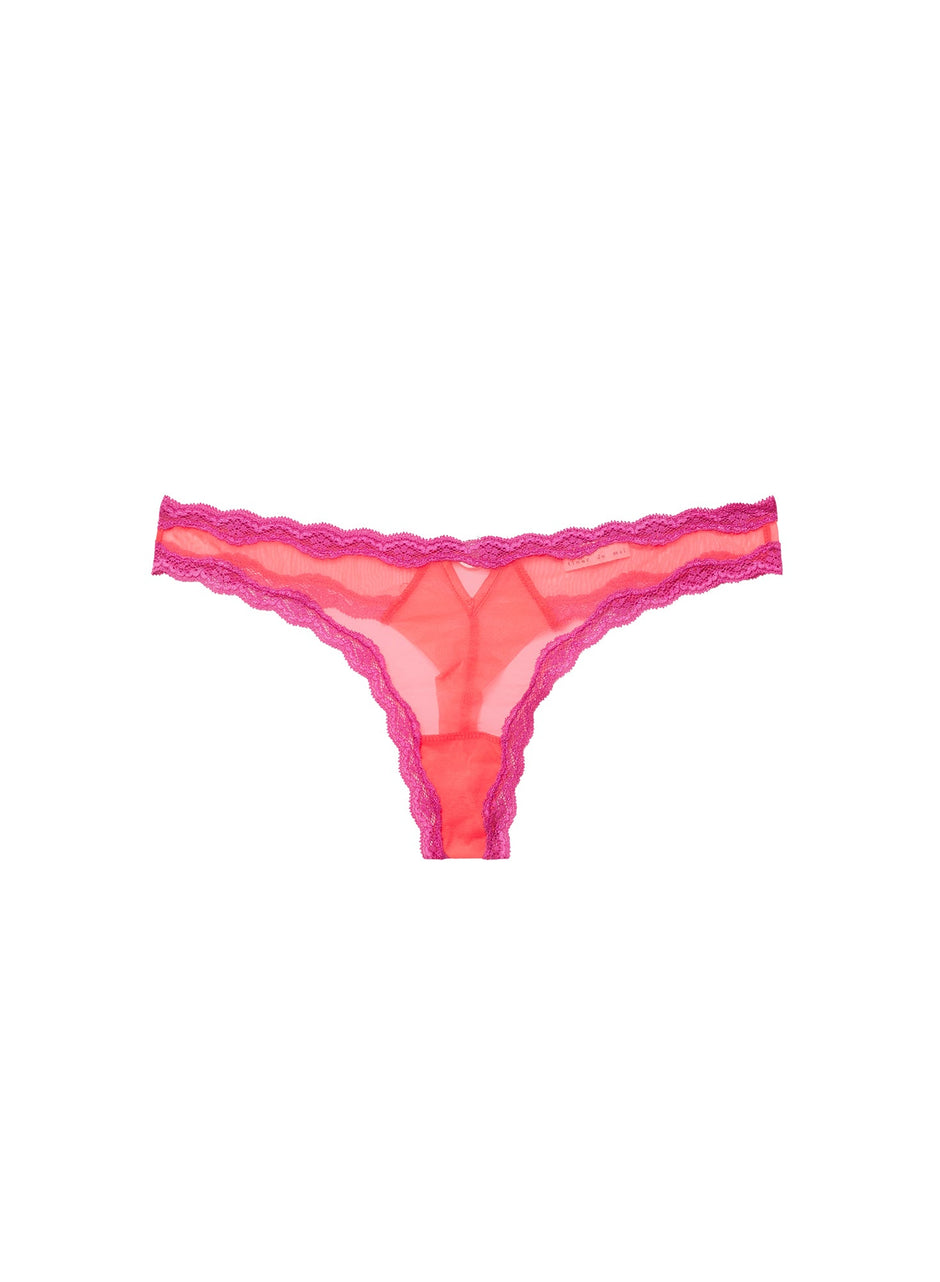 Neon coral - Sheer Tulle Thong | Fleur du Mal - DEMO