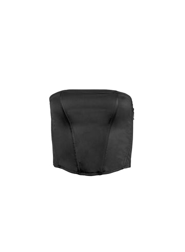 Black - Silk Corset Top | Fleur du Mal - DEMO