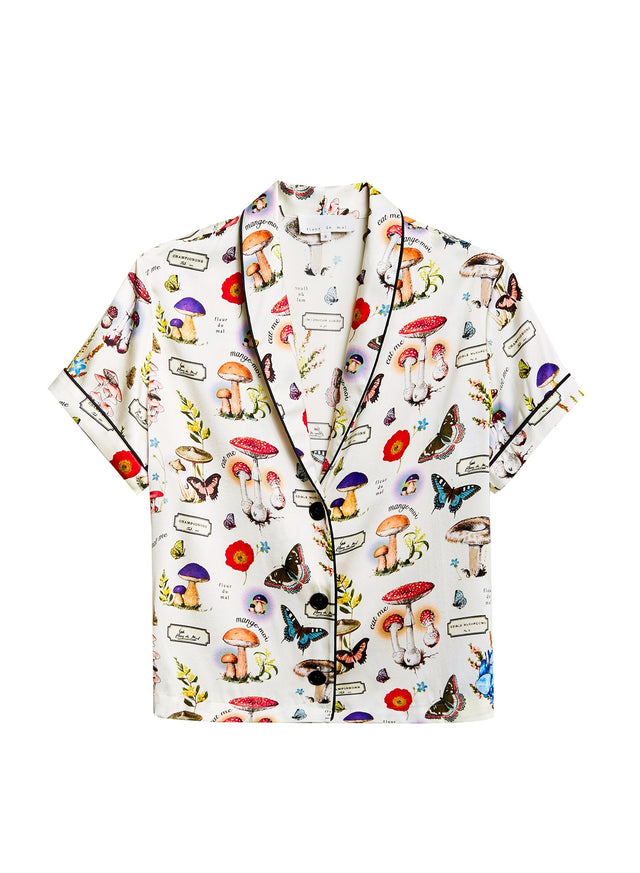 Ivory mushroom print - Magical Mushroom Short Sleeve PJ Top | Fleur du Mal - DEMO