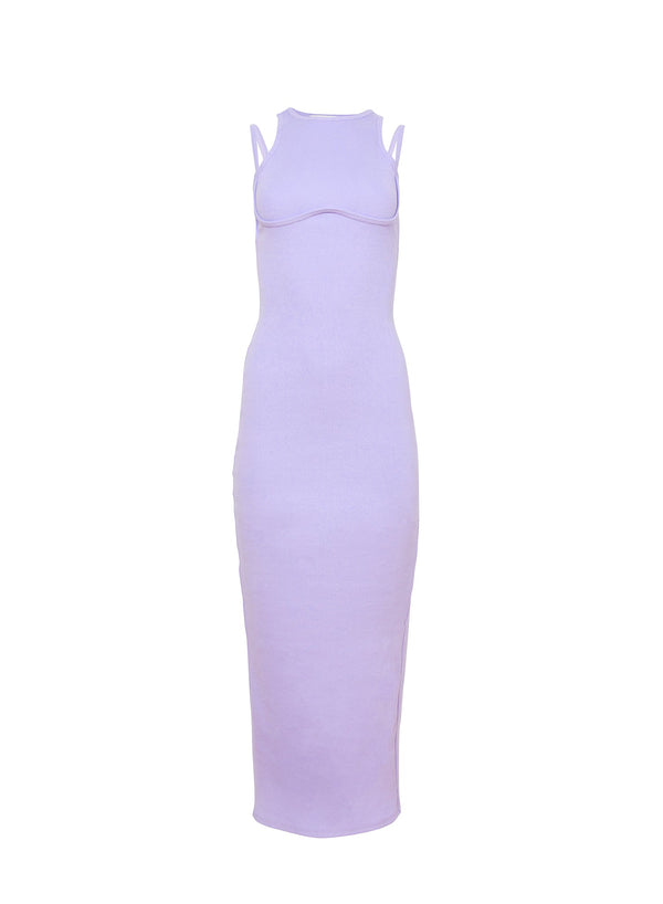 Lavender blue - Strappy Ribbed Maxi Dress | Fleur du Mal - DEMO