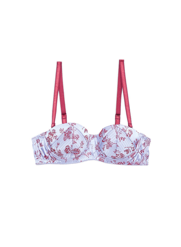 Blue mist - Rose Jacquard Top Stitch Balconette Bra | Fleur du Mal - DEMO