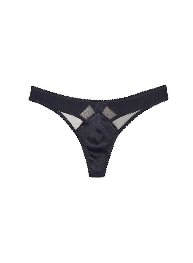 Black - Top Stitch Thong | Fleur du Mal - DEMO