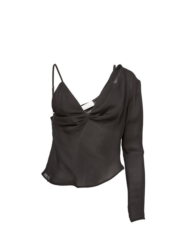 Black - Georgette Triangle Top | Fleur du Mal - DEMO