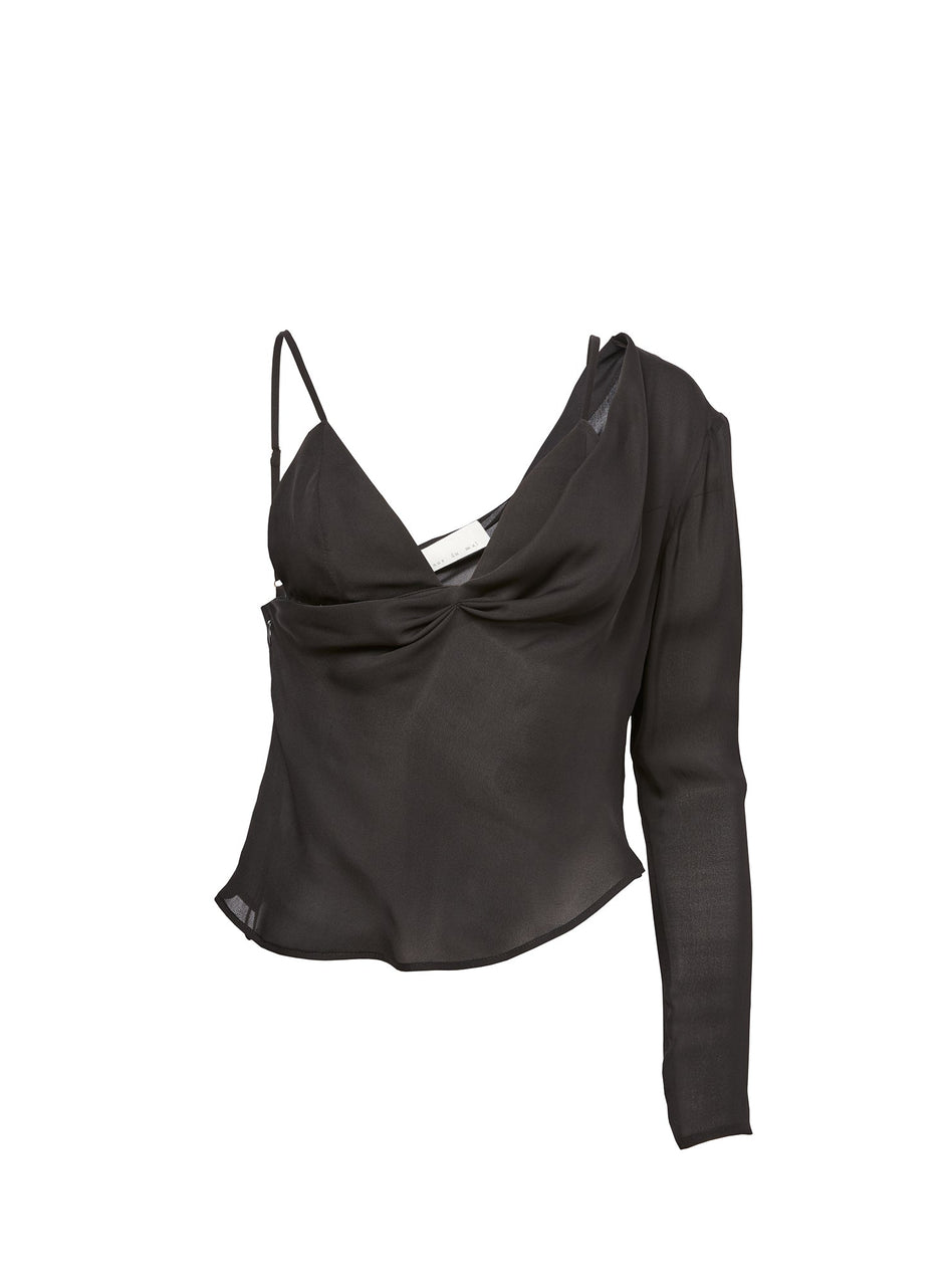 Black - Georgette Triangle Top | Fleur du Mal - DEMO