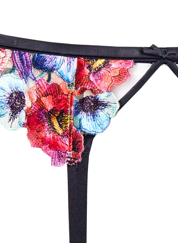 Multi - Tuileries Embroidery Garter Belt | Fleur du Mal - DEMO