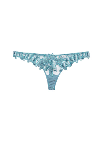 Velvet icy teal - Lily Embroidery Hipster Thong | Fleur du Mal - DEMO