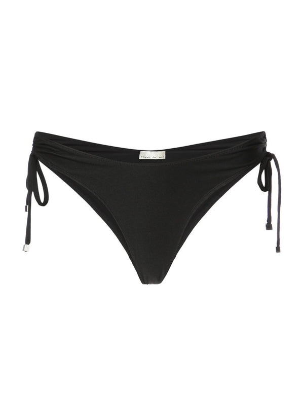 Black - High Leg Bikini Bottom with Rouching | Fleur du Mal - DEMO