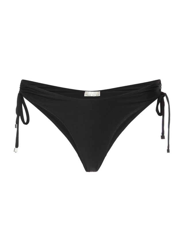 Black - High Leg Bikini Bottom with Rouching | Fleur du Mal - DEMO