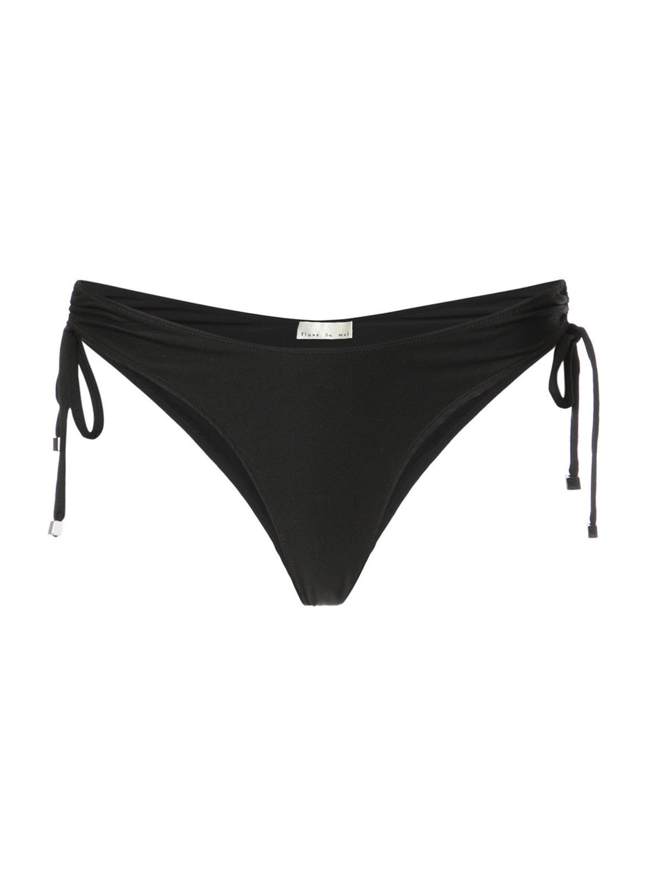 Black - High Leg Bikini Bottom with Rouching | Fleur du Mal - DEMO