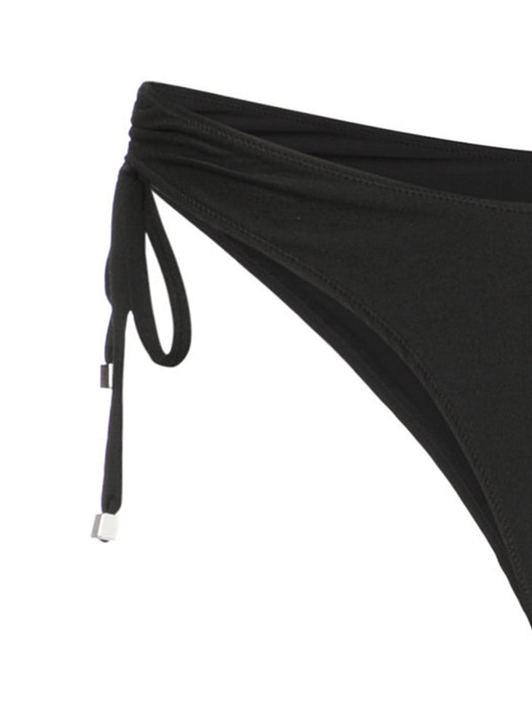 Black - High Leg Bikini Bottom with Rouching | Fleur du Mal - DEMO