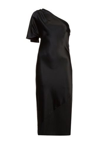 Black - One Shoulder Bias Slip Dress | Fleur du Mal - DEMO