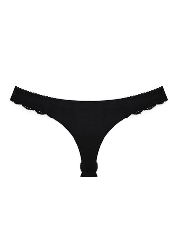 Black - Charlotte Lace Seamless Thong | Fleur du Mal - DEMO
