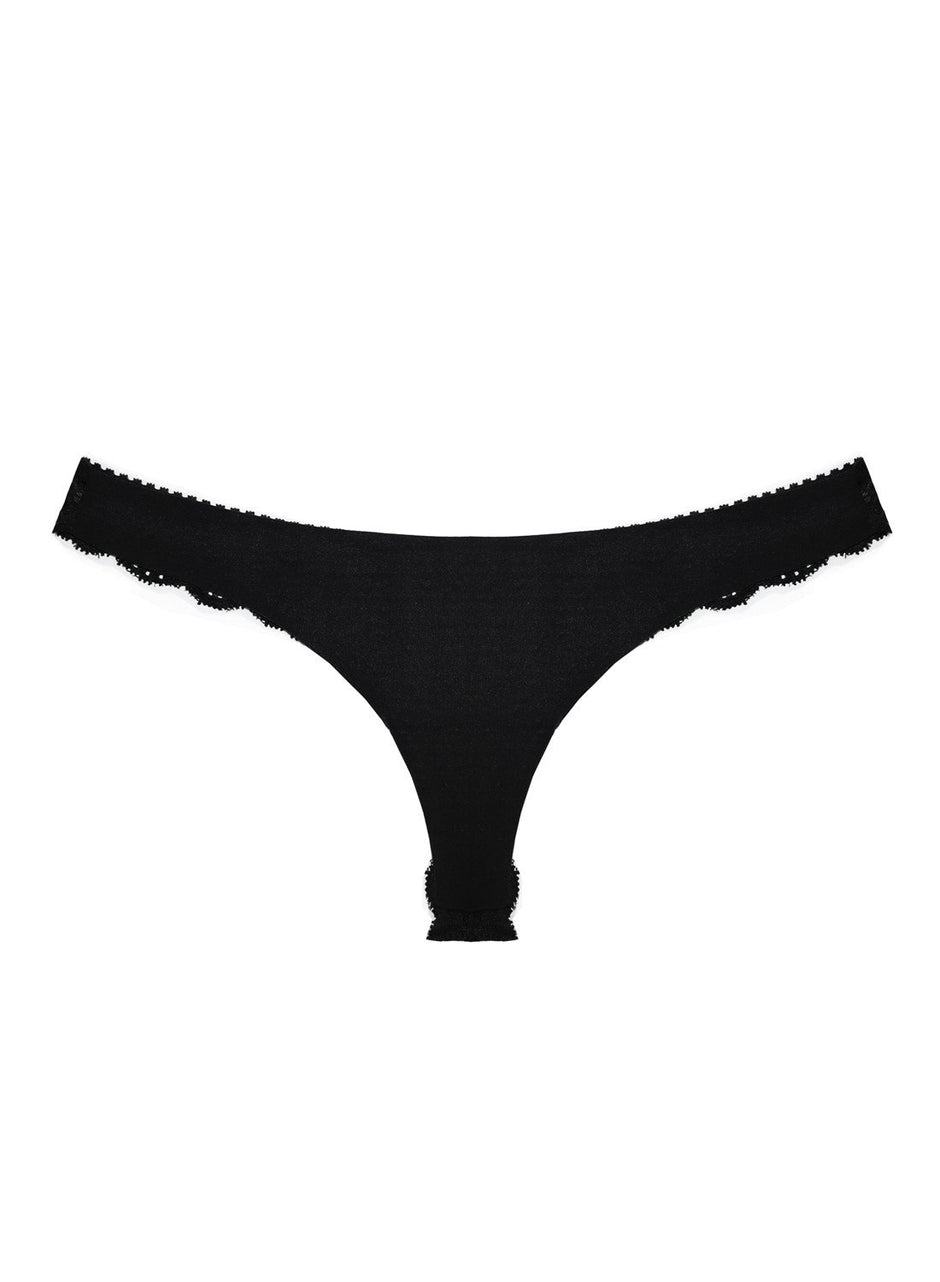 Black - Charlotte Lace Seamless Thong | Fleur du Mal - DEMO
