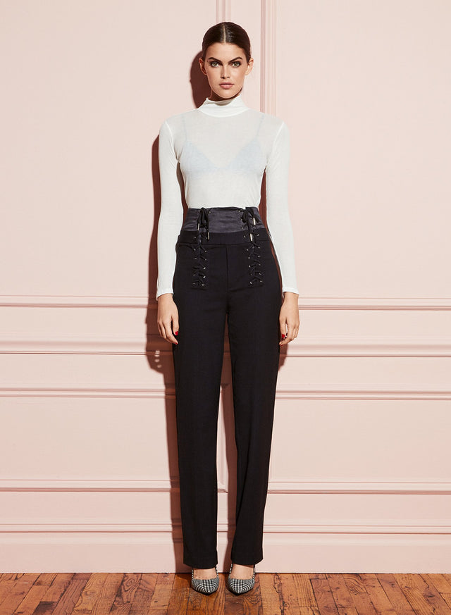 Black - Corset Lace Up Pants | Fleur du Mal - DEMO