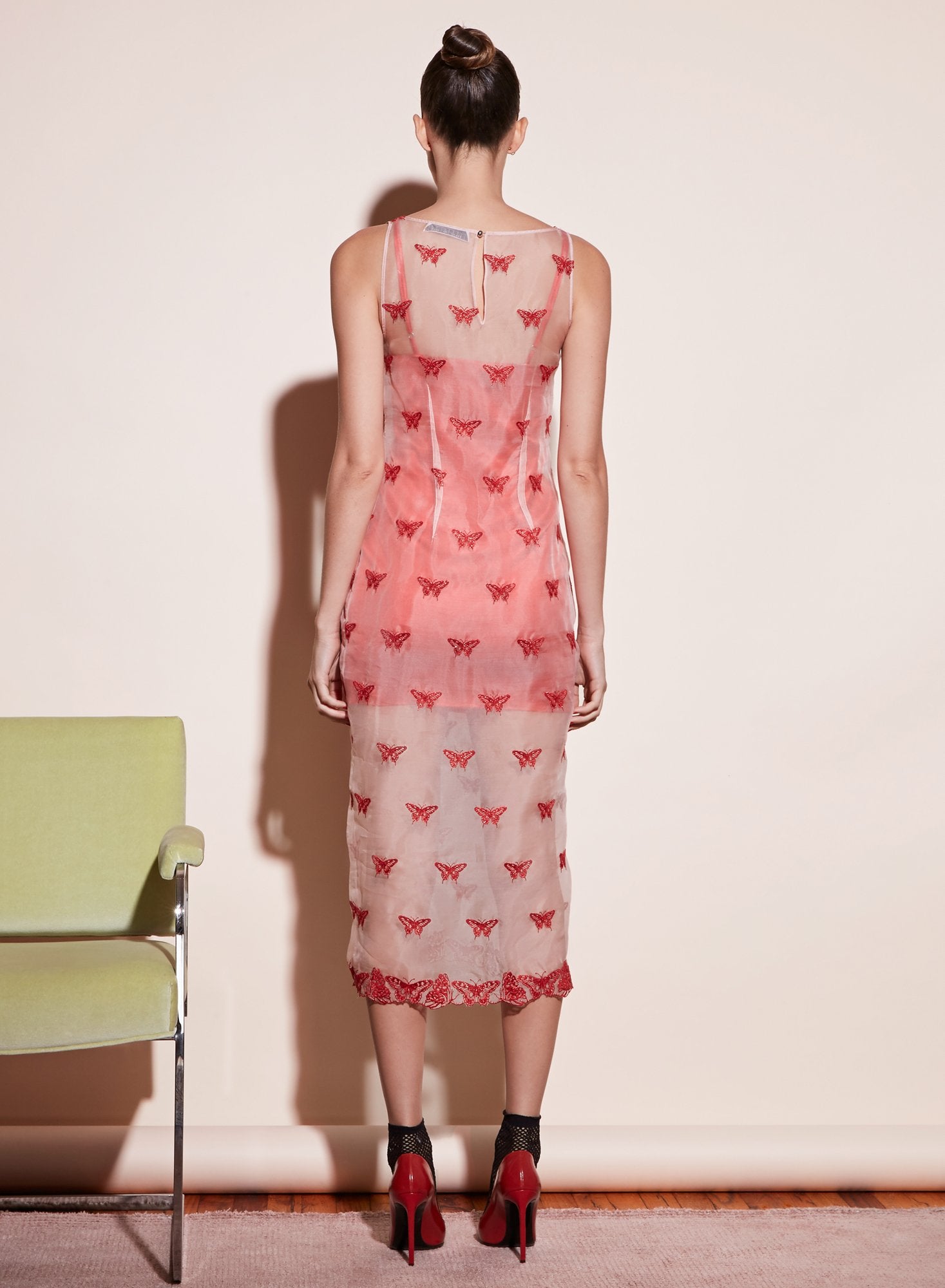Embroidered Sleeveless Dress with Slip
