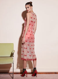Embroidered Sleeveless Dress with Slip