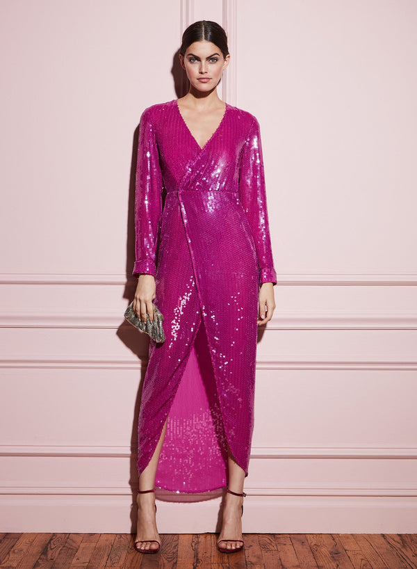 Bougainvillea - Long Sequin Wrap Dress | Fleur du Mal - DEMO
