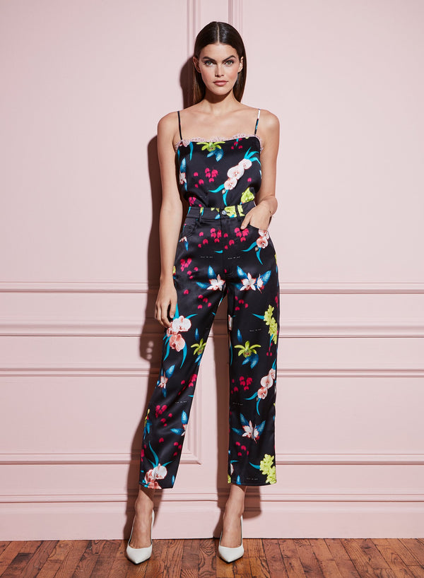 Black orchid floral - Silk Jeans | Fleur du Mal - DEMO