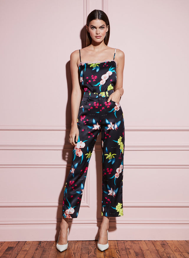 Black orchid floral - Silk Jeans | Fleur du Mal - DEMO