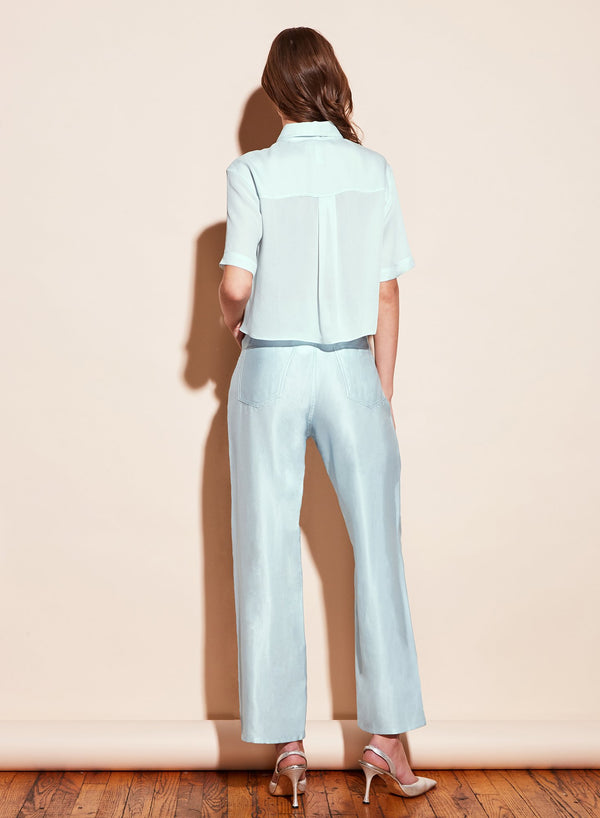 Whisper mint - Cropped Silky Work Shirt | Fleur du Mal - DEMO