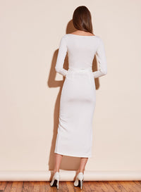 Ribbed Snap Skirt With Slit