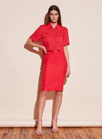 Red poppy - Grommet Pencil Skirt | Fleur du Mal - DEMO