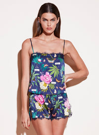 Straight Neck Cami with Lace Trim