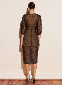 Embroidered Puff Sleeve Dress With Slip