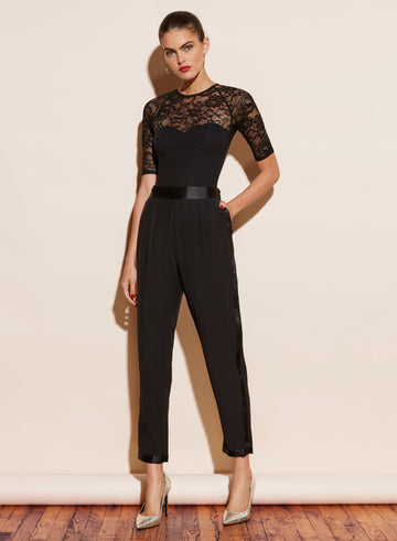 Black - Magnolia Lace Combo Bodysuit | Fleur du Mal - DEMO