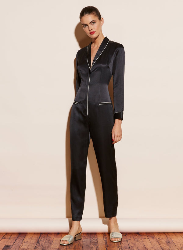 Black - Silk Pajama Jumpsuit | Fleur du Mal - DEMO