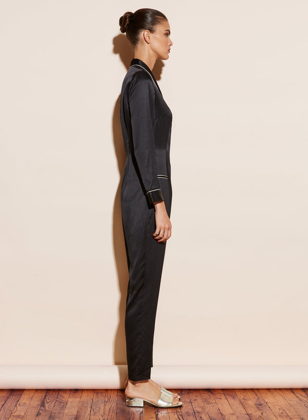 Black - Silk Pajama Jumpsuit | Fleur du Mal - DEMO