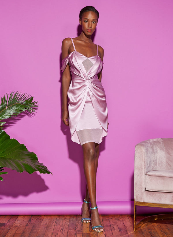 Sweet pea - Silk &amp; Mesh Draped Dress | Fleur du Mal - DEMO