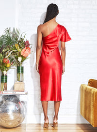 One Shoulder Bias Slip Dress