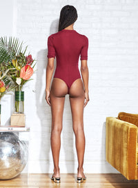 Ribbed Knit Henley Bodysuit