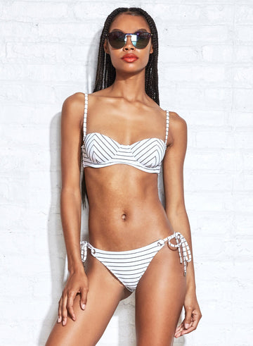 White black stripe - Mitered Stripe Balconette Bikini Top | Fleur du Mal - DEMO