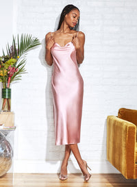 Cowl Neck Slip Dress with Slit