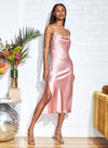 Cowl Neck Slip Dress with Slit